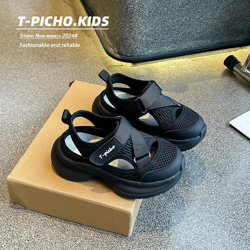 Boys Sports Sandals Summer Hollow Breathable Chunky Dad Shoes Korean Style Beach Sandals for Big Kids