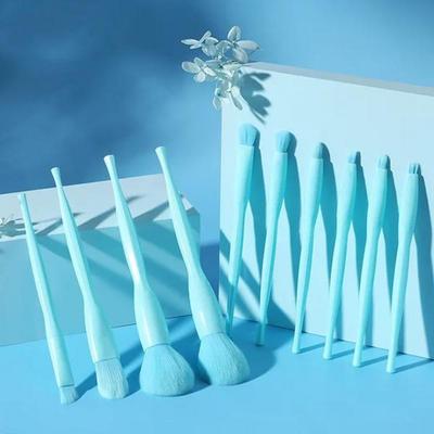 Set di pennelli per trucco Colore Vivace Pelle di Miele Colore Caramella Fondotinta in Polvere Sopracciglia Ombretto Blush Strumento Kit 10 Pezzi, Blu, 1 Pezzo