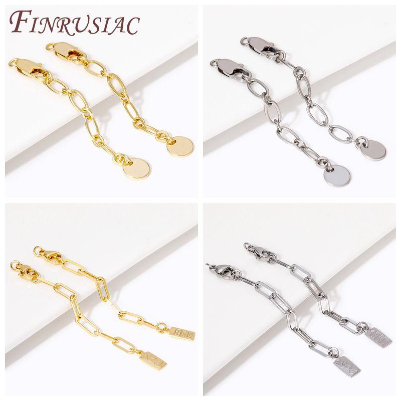 18K Gold Plated Extension Extender Tail Chains with Lobster Clasps For Jewelry Making,Connectors For Bracelets Accessories DIY