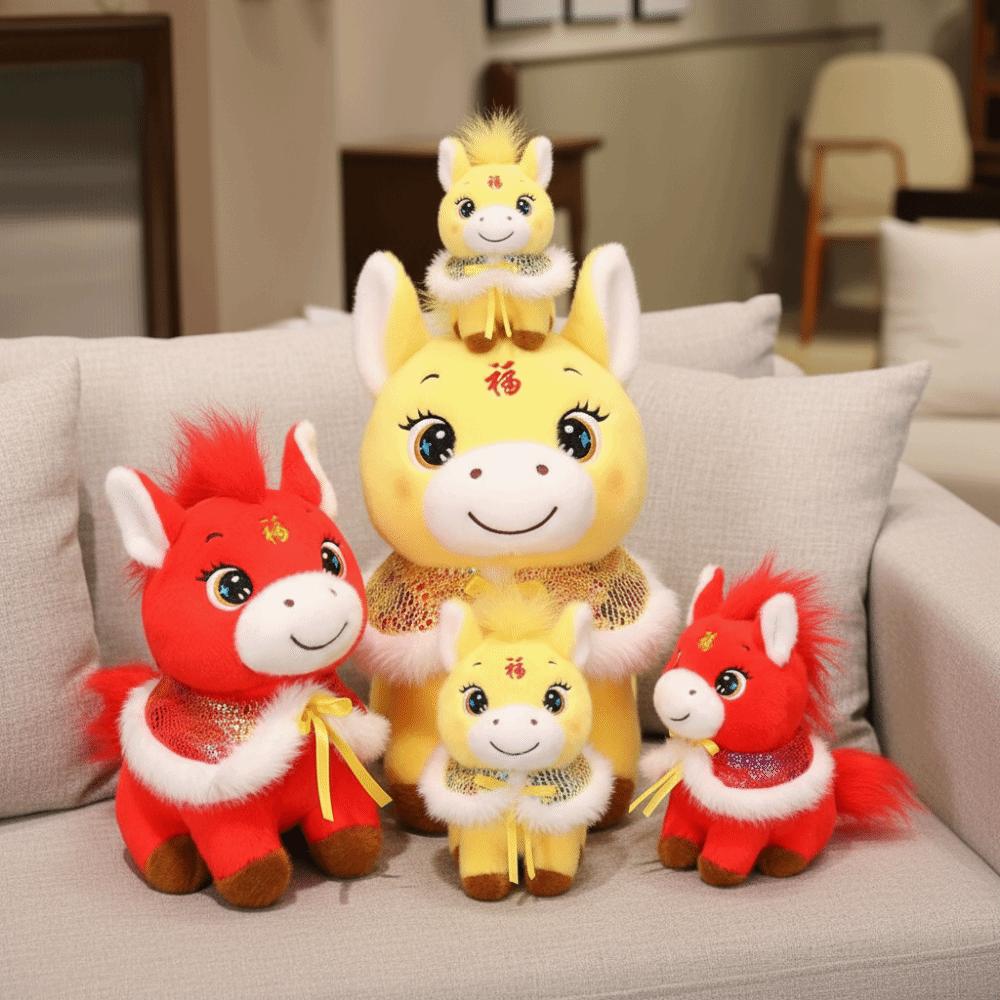 With Flower Horse Mascot Stuffed Animal Soft Horse Plush Doll Pentant Year of Horse