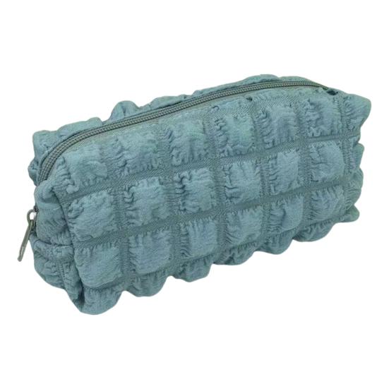 Myk Puff Blyantveske Stor Kapasitet Plissert Pennorganisator Glatt Glidelås Sminkepose for Skole Reise Multifunksjonell Oppbevaringspose