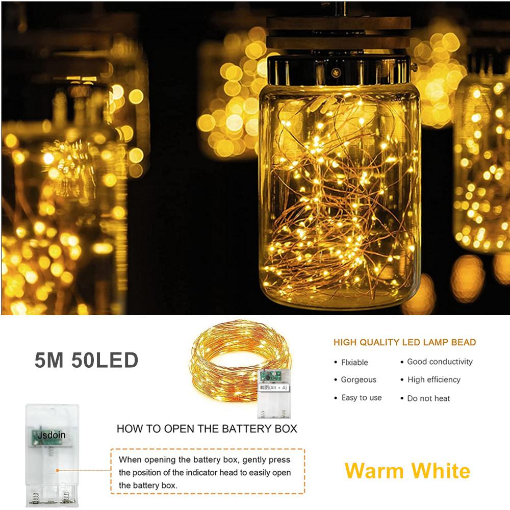 2PACK LED Solar String Lights Waterproof Copper Wire Fairy Outdoor Garden Party