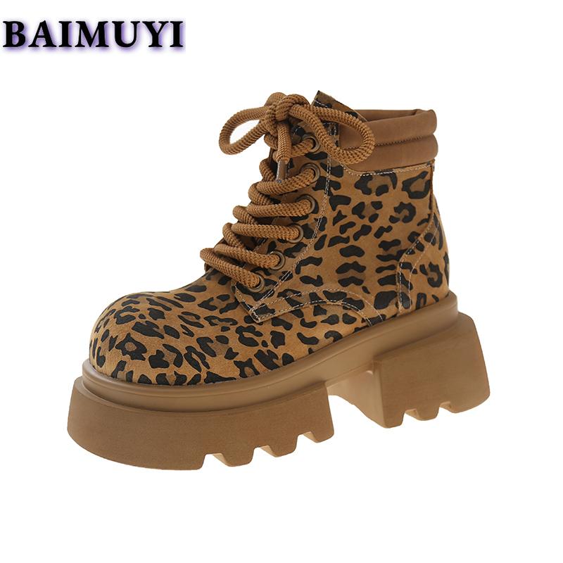 Leopárd Platform Magassarkú Női Cipők Márka Bokacsizma 2025 Trend Tervező Alkalmi Túrázó Chelsea Csizma Új Pumpák Mujer Botas
