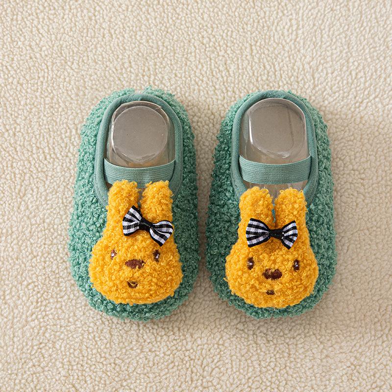 

Новые Нескользящие Детские Напольные Носки Новорожденный Зимние Теплые Тапочки с Мягкой Подошвой Младенец Малыш Носки для Ходьбы Обувь L зелёный