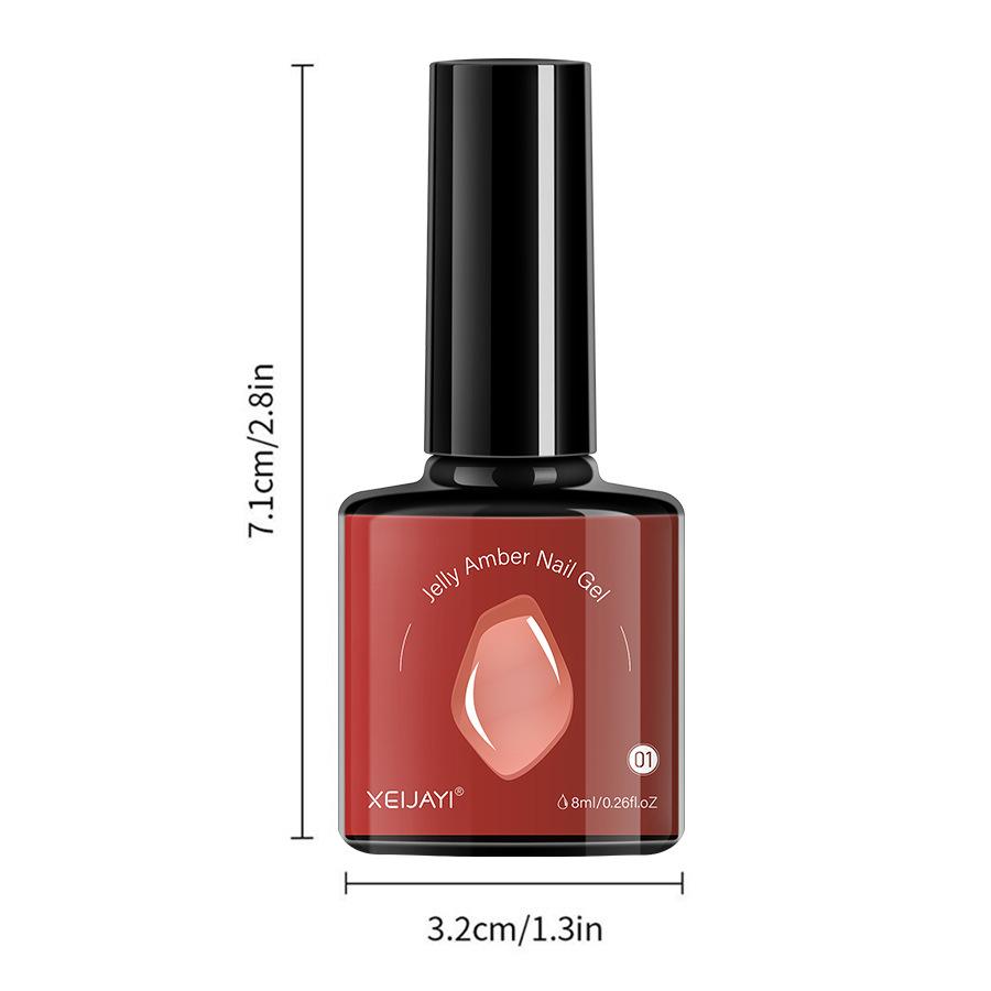 6 Colors Amber Gel Nail Polish Set - Translucent Jelly Nude Brown Tones, Professional Salon & DIY Home Manicure Kit, UV/LED Curable