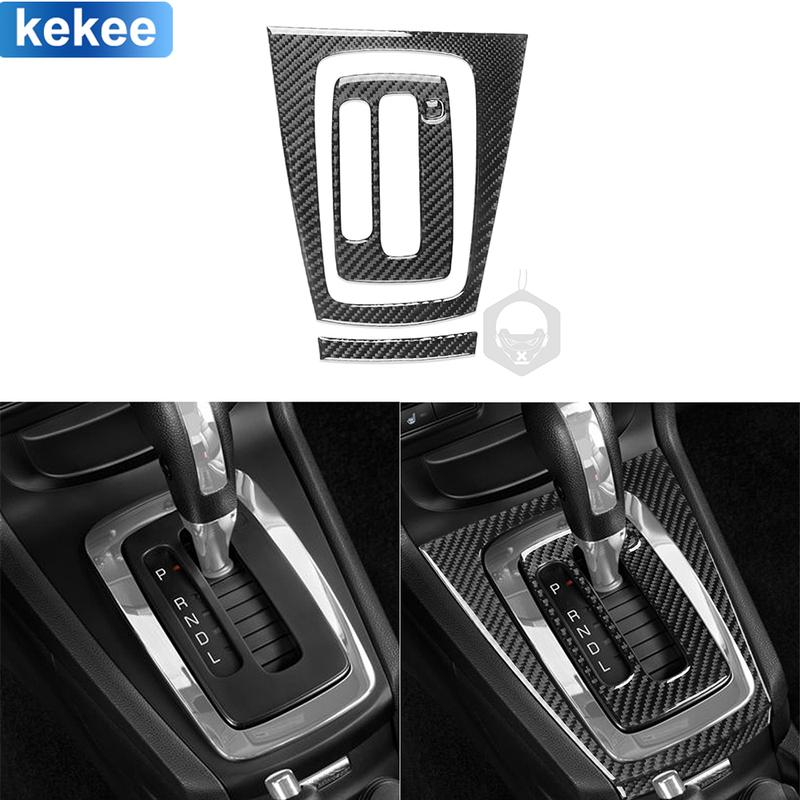 For Ford Fiesta 2011 2012 2013- Real Carbon Fiber Gear Shift Panel Set  Trim Car Interior Stickers Decoration Accessories