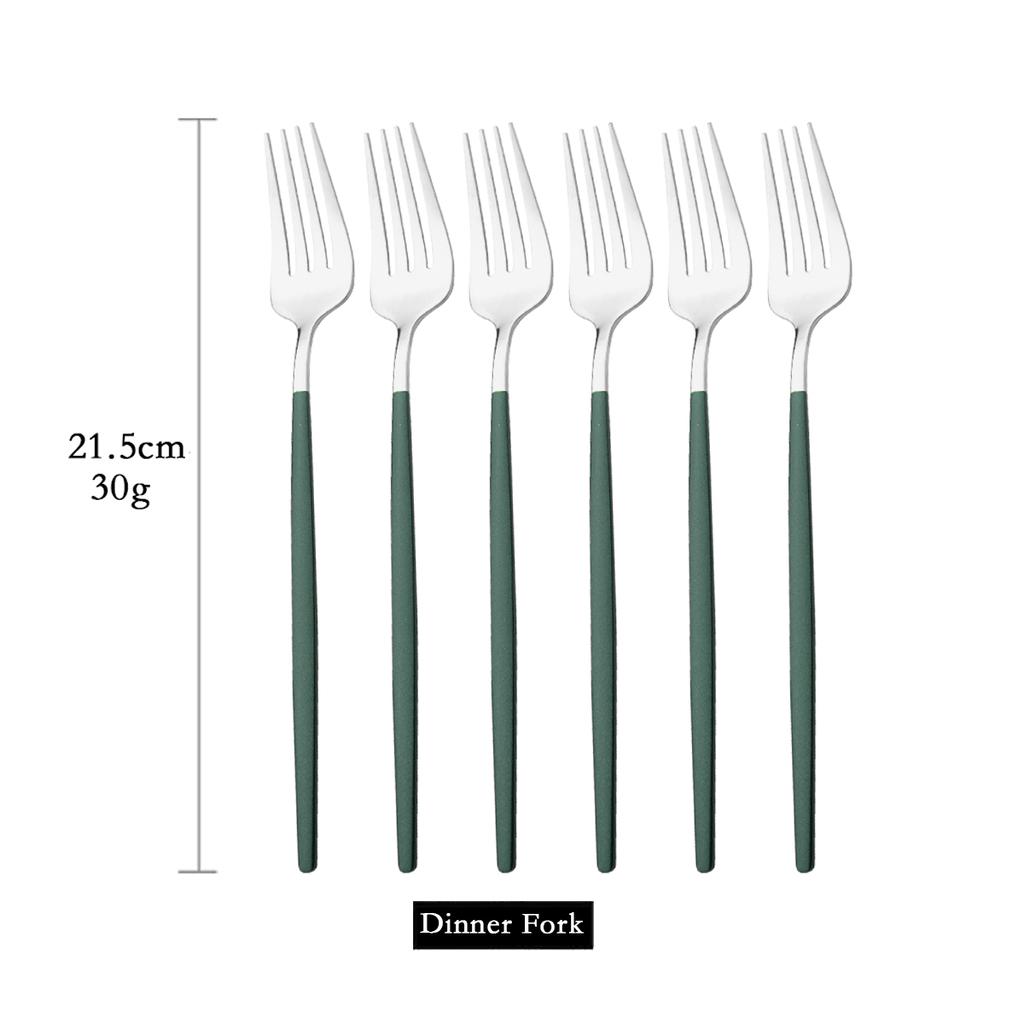 6Pcs Colorful Cutlery Set Stainless Steel Dinner Fork Set Dessert Cake Fork Fruit Salad Fork Tableware Set Kitchen Flatware Set