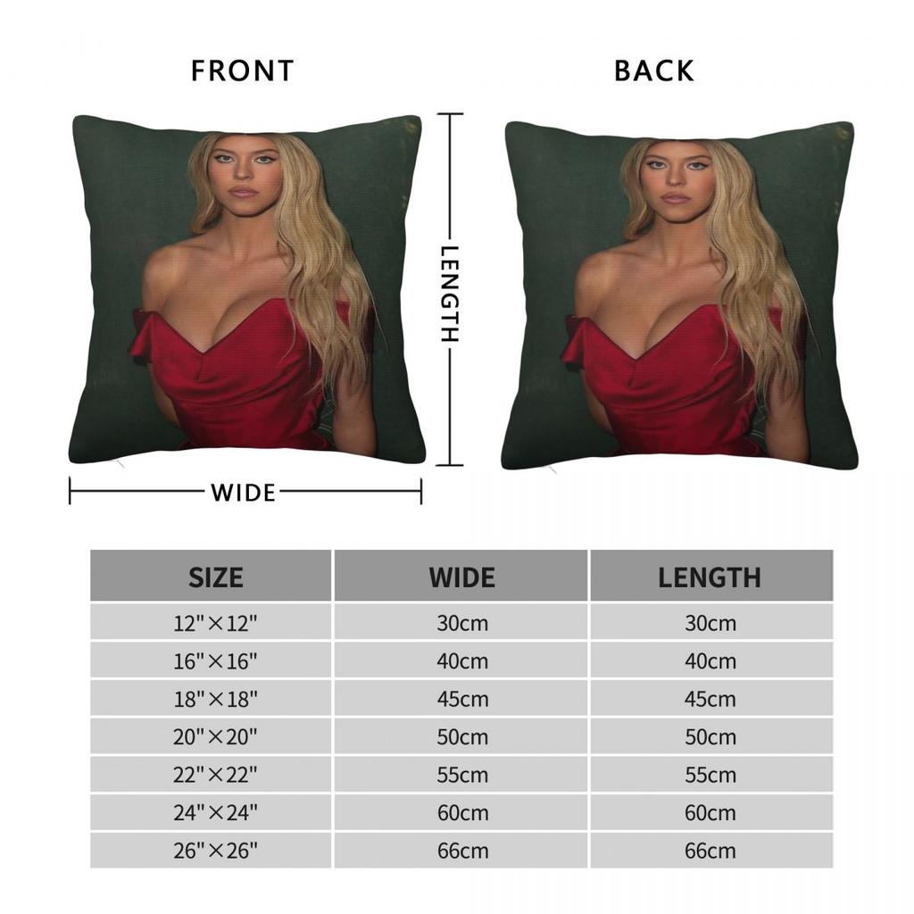 Sydney Sweeney Actress Square Pillowcase Polyester Linen Velvet Creative Zip Decor Pillow Case Sofa Seater Cushion Cover 18"