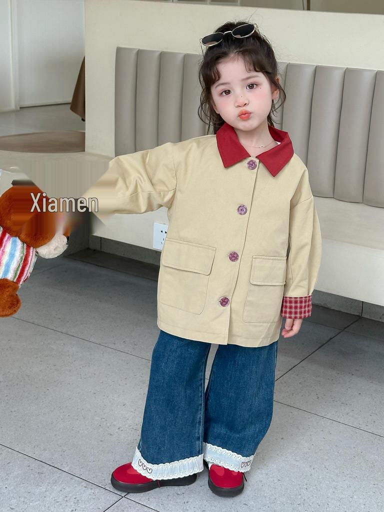 Girls' Spring & Autumn Trench Coat 2025 - New Style for Little Girls & Babies, Children's Outerwear