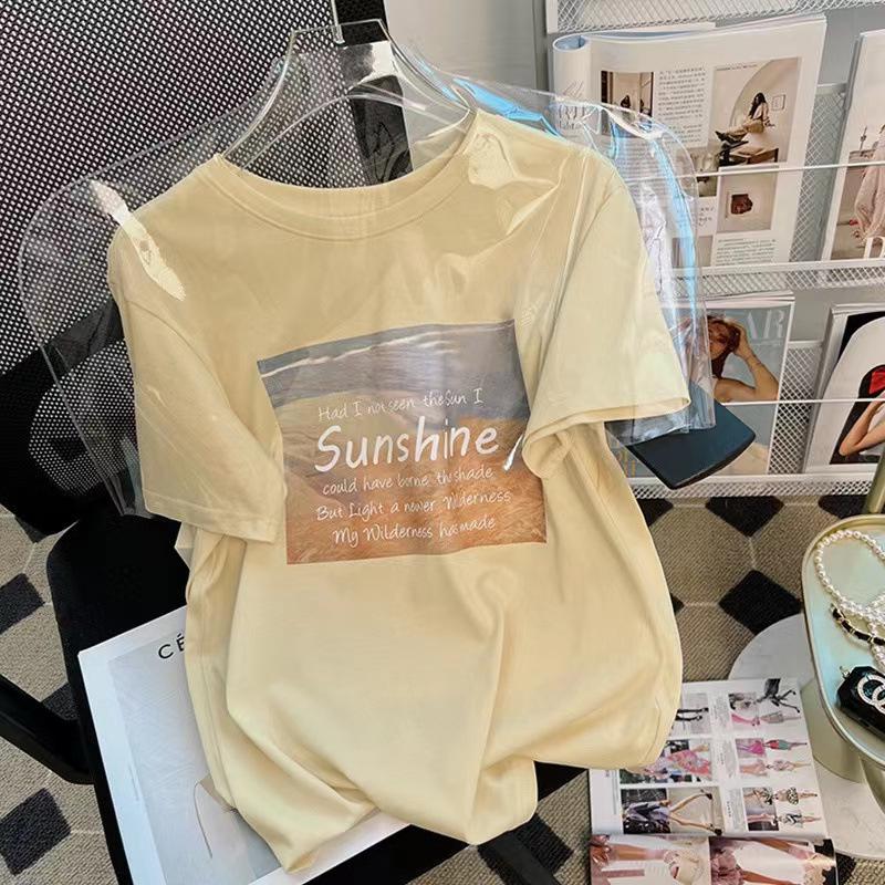 Women's Summer Printed Off-Shoulder Cotton T-Shirt - Chic and Sweet Design