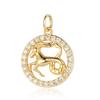 Zodiac Sign Copper Zricon Charm Round Constellation Capricorn Taurus Aries Pendant for Bracelet Necklace Making