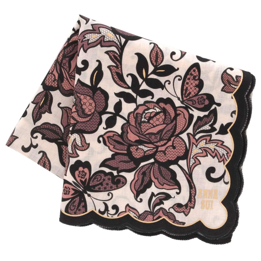 

ANNA SUI Large Print Handkerchief with Rose Butterfly Design (58cm) Lace-like & (Beige) [100% Cotton] Women s 000448-0002-02 бежевый