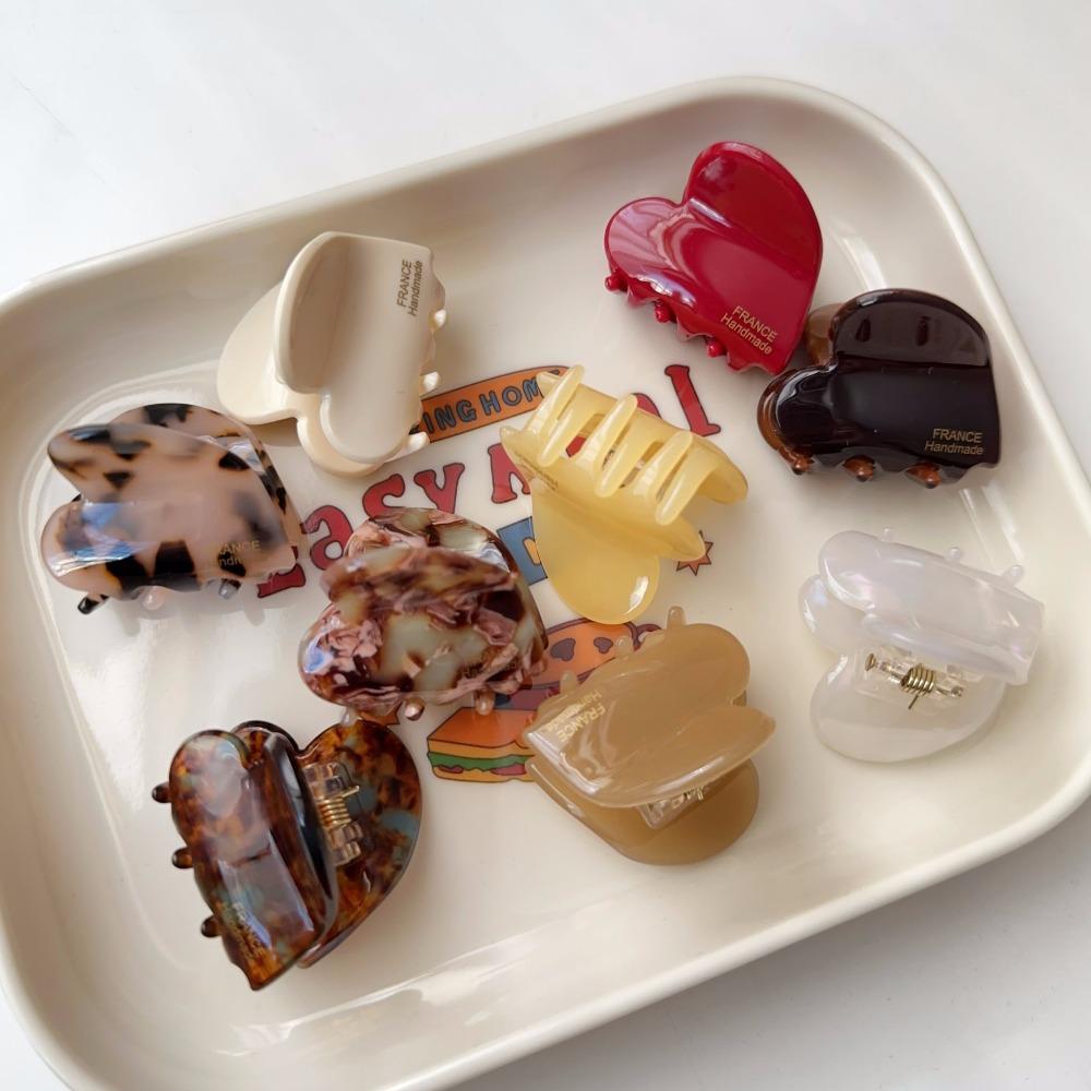 Side Clip Love Heart Hair Claw Y2K Acetate Hair Clips Cute Hair Grab Clip  Women