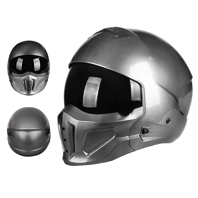 3C Certified Retro Full Face Electric Motorcycle Helmet for Men & Women – All-Season Scorpion, Third Generation Half Helmet Combo