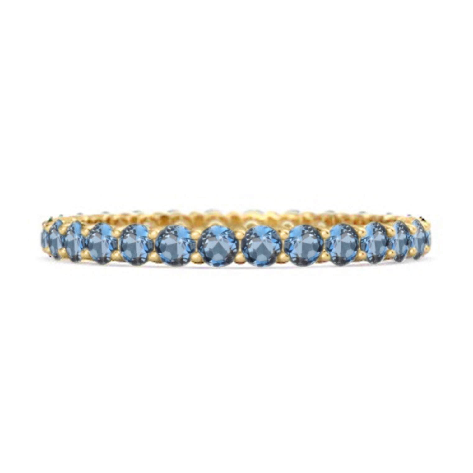

London Blue Topaz Eternity Band Ring - 925 Sterling Silver Gold Vermeil 11 жовтий