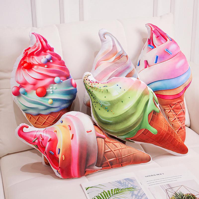 Simulation Cartoon Ice Cream Cone Pillow Plush Toy Ice Cream Doll Children's Props Ornaments Sofa Cushion