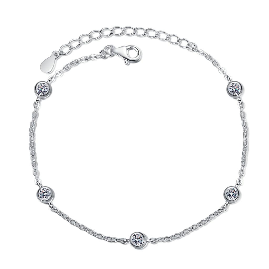 S925 Sterling Silver Plated PT950 Bubble Moissanite Bracelet Bracelet Simple Light Luxury Small Bracelet for Women Versatile