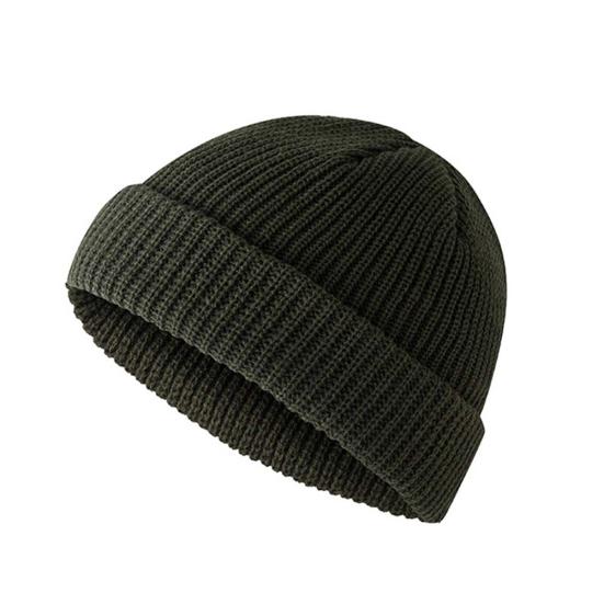 Unisex Solid Color Knitted Beanie Hat Warm Brimless Cuff Skullcap Sailor Cap