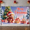 Xmas Backdrop Gift Box Decor Winter Celebration Banner Santa Cow Banner Red & Green Holiday Background For Christmas Party Home