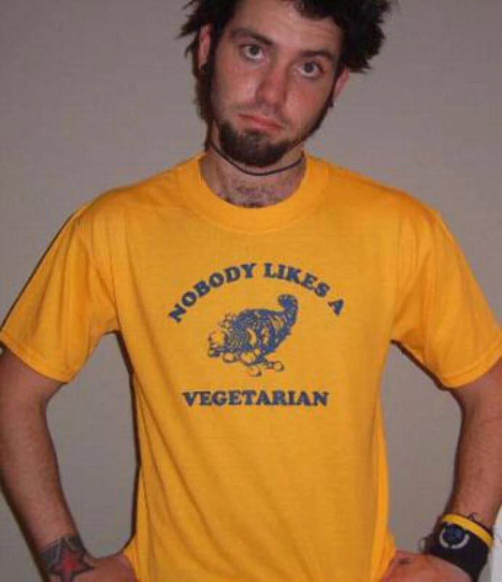 

Nobody Likes a Vegetarian Funny Vegan Meat Lover T-Shirt XL