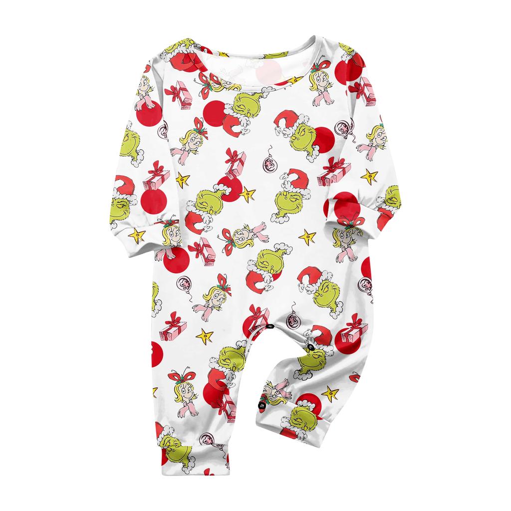 Print Cute Family Set Pajamas, Home Clothes, Family Set Long Sleeve Top Pants Set