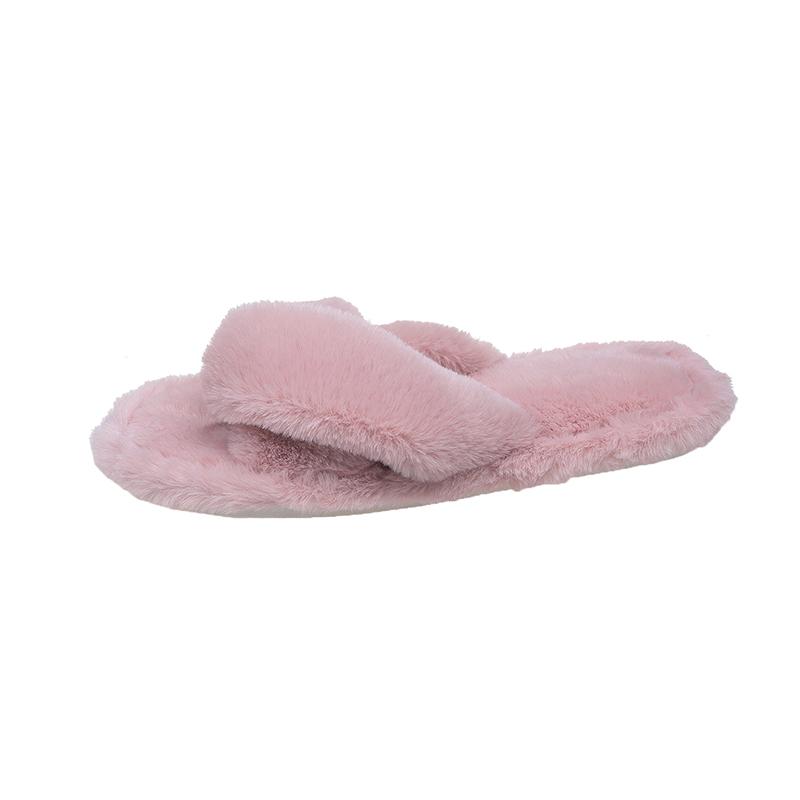 Fashion 2025 New Women’s Fur Slippers Indoor Furry Fuzzy Open Toe Shoes Home Cozy Warm Slides Double Straps Slipper Soft Sole Non Slip