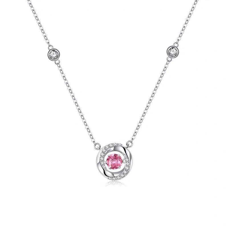 S925 pure silver three-second heart sterling silver necklace pendant niche high-end design flash diamond collarbone chain for girlfriend gift