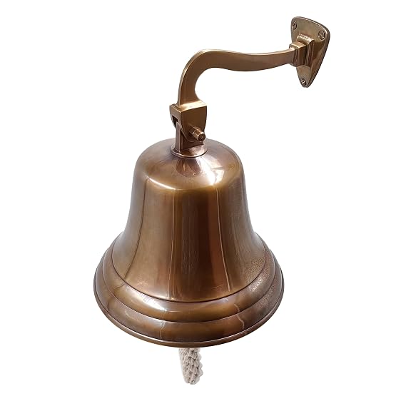 Campana grande de latón de 7 ", campana de trineo, campana de barcos náuticos colgantes montada en la pared para la cena, casa de campo de Navidad, iglesia marítima, casa pirata