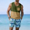 Men Sleeveless Casual Tank Top with Wide Shoulder Straps Chest Pocket and Panel Design for Everyday Wear