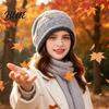 Soft Polyester Warm Knit Cap Hat Retro Winter Slouchy Hat Women Jacquard Star Rolled Autumn
