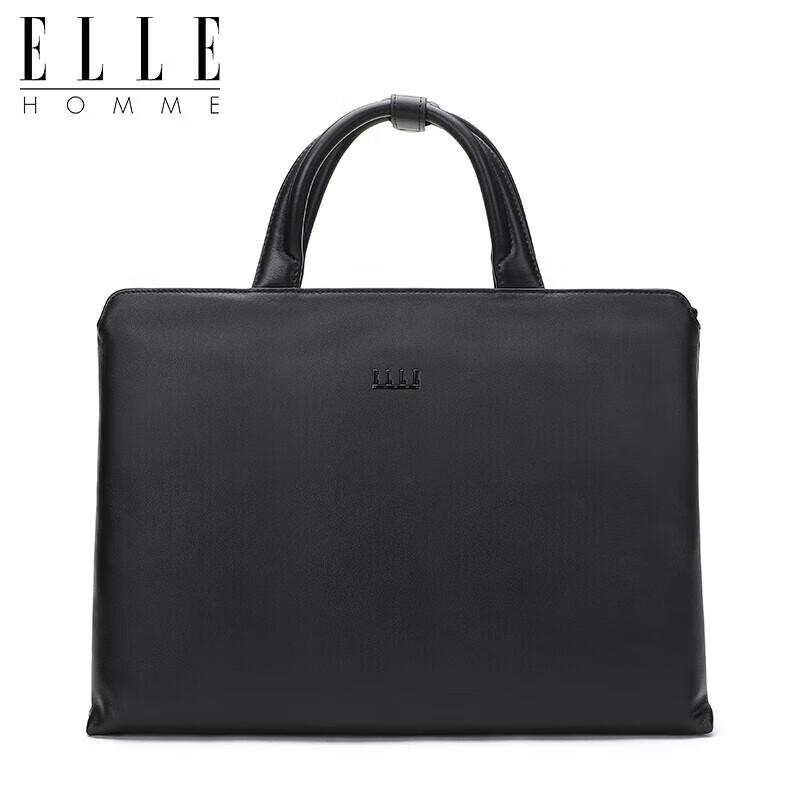 ELLE HOMME Men's Leather Business Briefcase