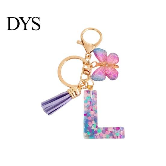 Mobile Phone Charm Butterfly Initial Letter Keychain Pendant Exquisite Practicality Backpack School Relief Craftsmanship Bag Decoration Purple