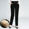 Women's Autumn Winter Pants Padded Thickened Trousers Women High Waist Middle-aged Women's Trousers Casual Straight
