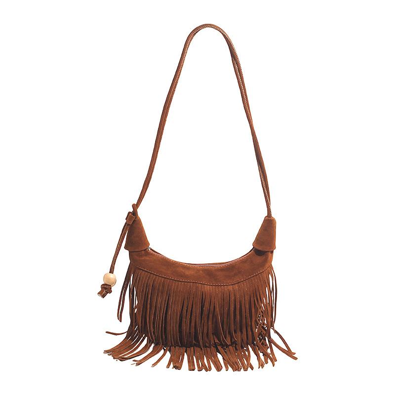 Autumn and winter retro fringed bag women's new popular shoulder bag suede messenger bag