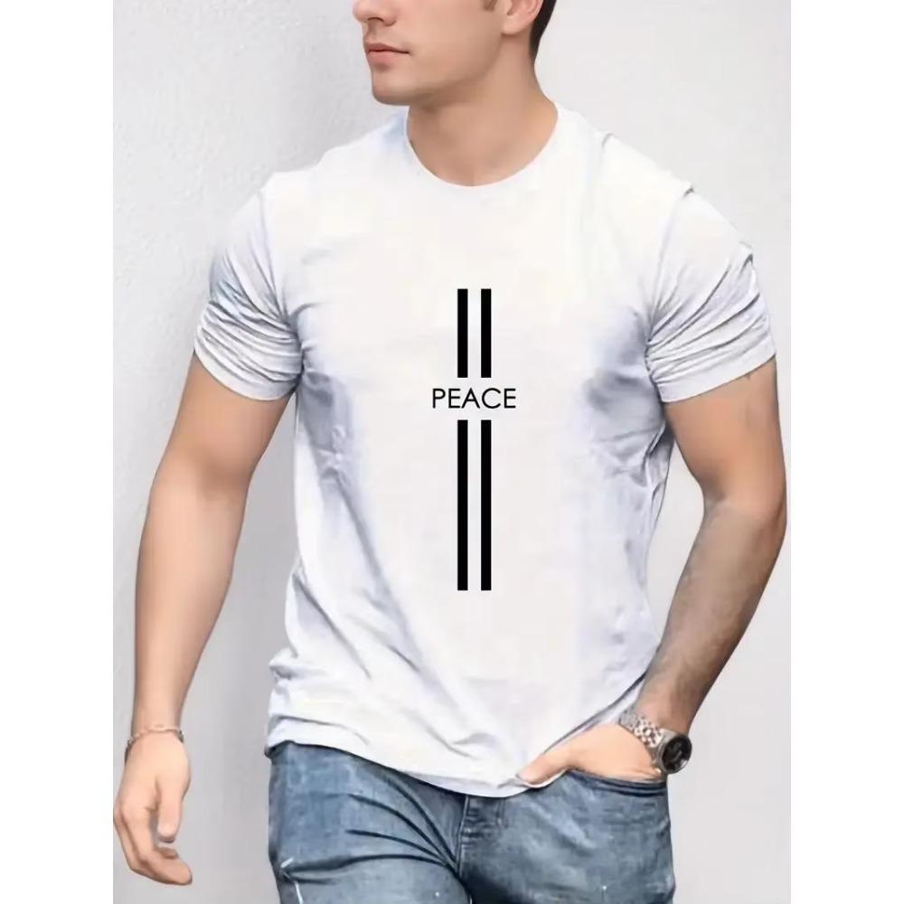 PEACE Men's Summer Crew Neck Men's Short Sleeve Cotton T-Shirt Casual Men's Clothing Bag Shipping Fee