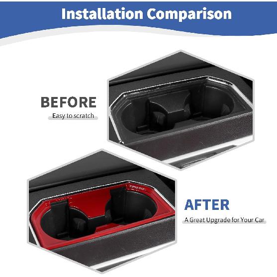 

RT-TCZ for F150 Center Console Rear Cup Holder Panel Trim Cover Red for Ford F150 2015-2020 Red Interior Accessories