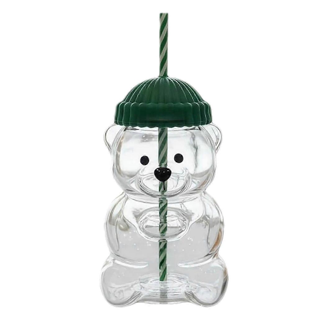 Christmas Bear Sippy Cup with Lid & Straw, Cute Bear Mug Glass Tumbler for Milk, Smoothies & Holiday Drinks