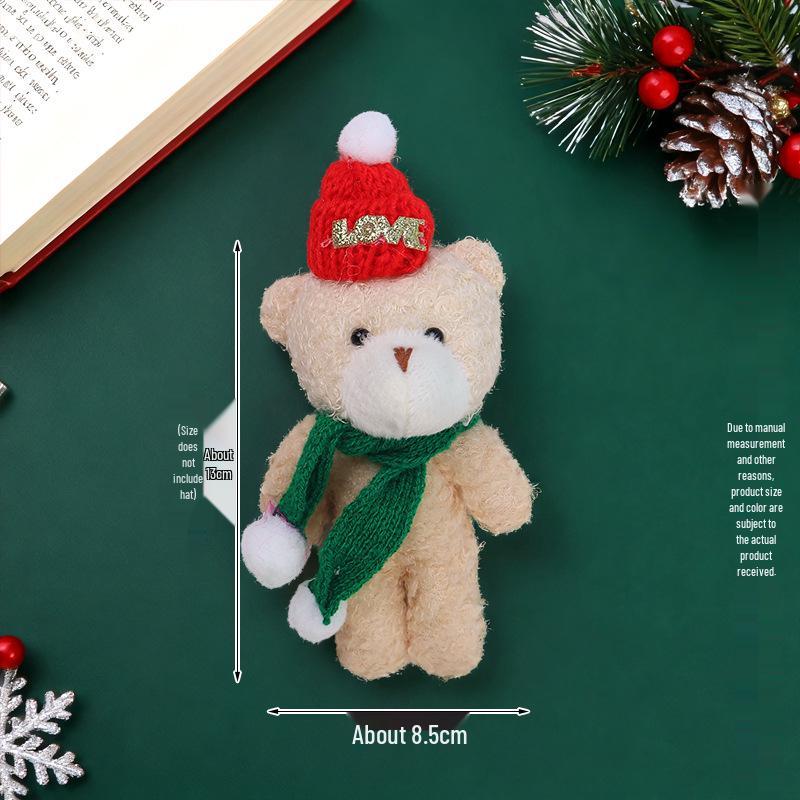 Christmas Blush Bear Plush Keyring with Scarf - Cute One-Piece Bag Charm Toy Gift