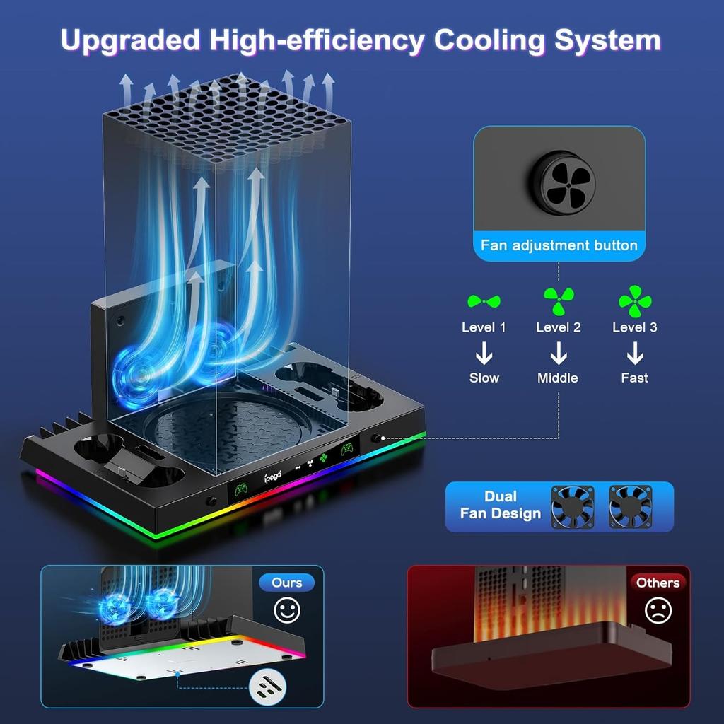 Ulepszona podstawka chłodząca do konsoli Xbox Series X, pionowy dostęp do stacji dokującej do ładowania