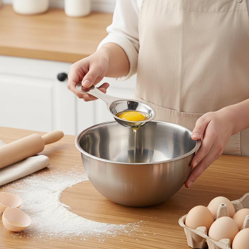 Stainless Steel Egg Separator Food Grade Material Easy Hanging Design Perfect For Home Baking Kitchen Cooking