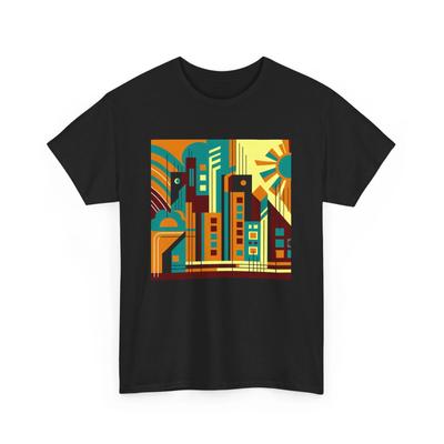 Unisex Adult T Shirt Mid Century Modern Abstract Cityscape Energy Funky Art Tee