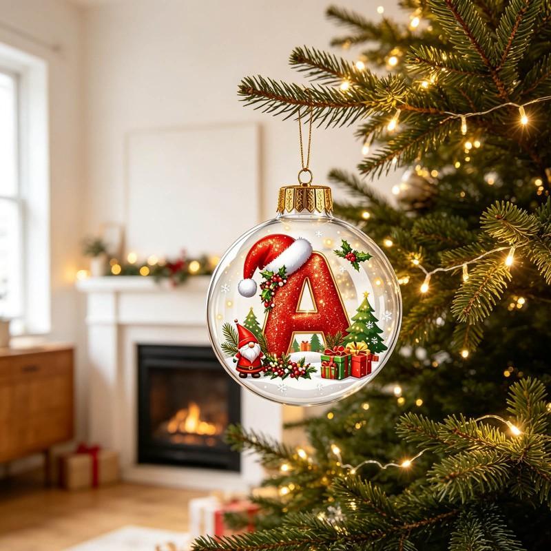 Acrylic 3D Letter Ornament Ball Christmas Tree Decoration Hanging Decor Home Holiday Festive Scene