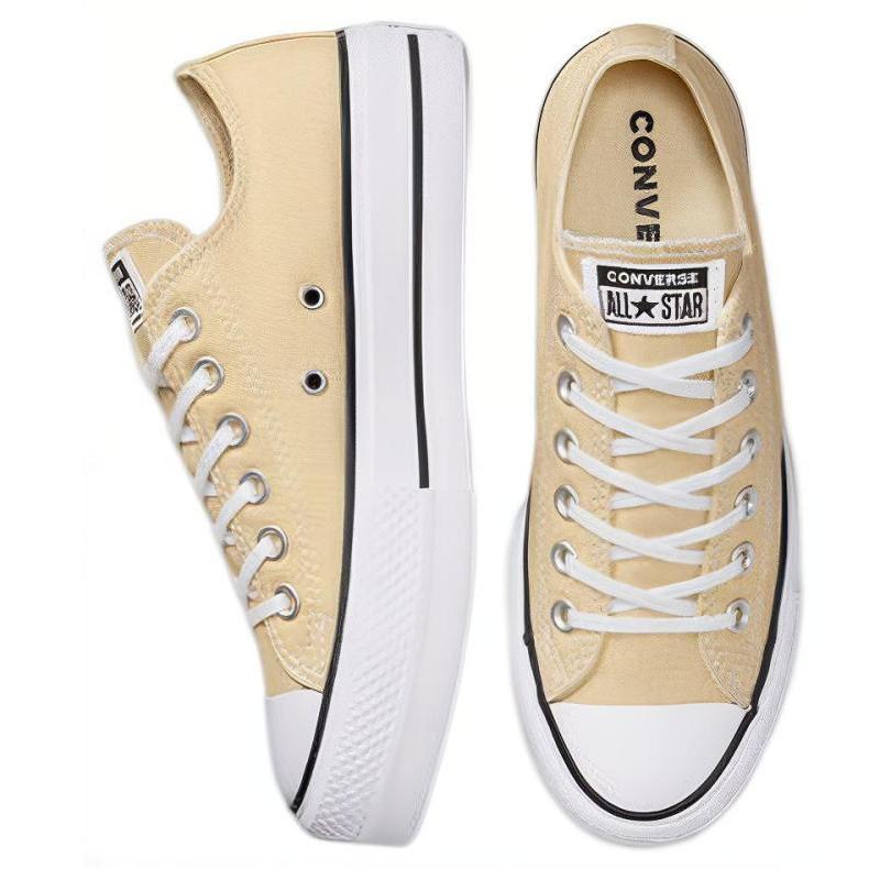 Converse Chuck Taylor All Star Lift Platform Canvas Daily Comfort Low-top Canvas Shoes for Women Yellow and White