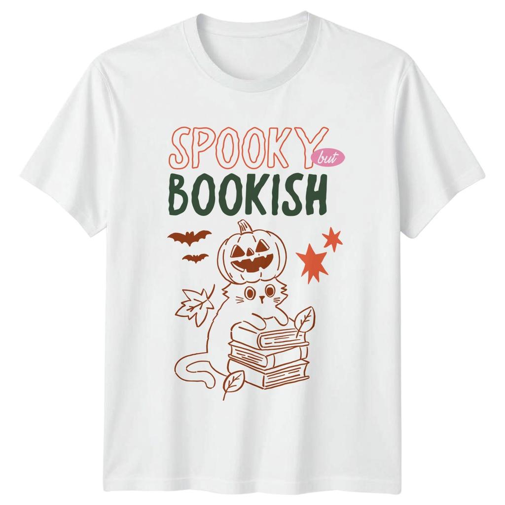 Spooky But Bookish Reading Cats Halloween Unisexs Unisexs Graphic Tee