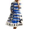 Dress For Women Elegant Casual Smocked Button Lapel Short Sleeve Knee Length Dress