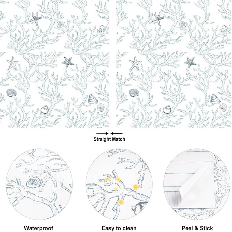 Underwater coral pattern wallpaper peeling wallpaper Bohemian cabinet contact paper bedroom self-adhesive sticker