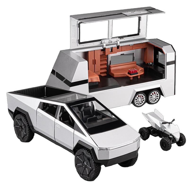 1/32 Cyber Toy Truck Pickup Trailer Alloy Car Model Diecasts Metal Toy Off-Road Vehicles Truck Model Sound And Light Kids Gifts