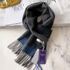 Vintage dark brown cashmere scarf women's winter warm versatile plaid fringed scarf