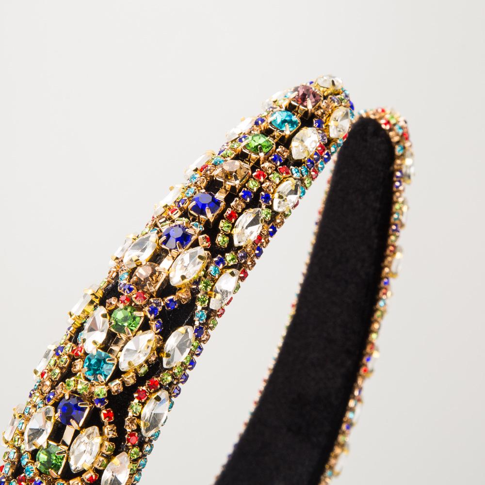 Heming Retro-Inspired Headband with Colored Glass and Diamond Inlays - Elegant Accessory for High-End Events