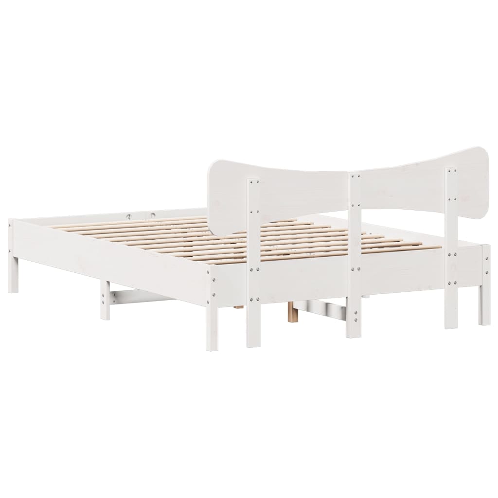 Vidaxl Bed Frame Without Mattress, White, 120X190 Cm, Solid Pine Wood